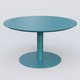 Table Basse Fashion Styl piètement colonne en métal et plateau bois. Plateau Bleu Petrole (RAL 5025) et pietement Bleu Petrole (RAL 5025).