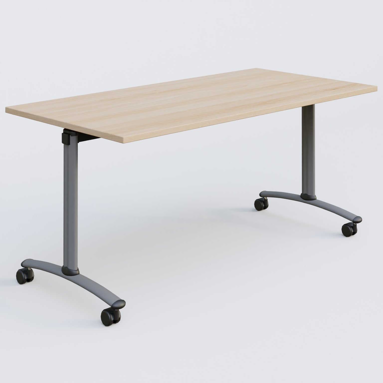Table abattante gamme Arca 160-80 cm. Plateau Hêtre et pietement Aluminium.