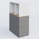 Caisson HB 3 tiroirs avec niche. Caisson Aluminium top de finition Chêne naturel et niche blanche.