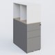 Caisson HB 3 tiroirs avec niche. Caisson Aluminium top de finition Acacia et niche blanche.