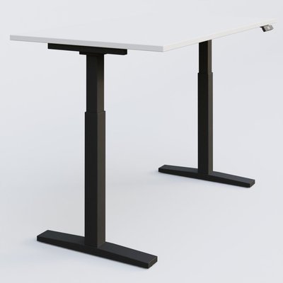 [Pas de famille] - [Pas de sous famille] - Poste solo 180*80 réglable en hauteur éléctriquement de 70-120 cm gamme KPro2. Plateau Blanc et pietement Noir.