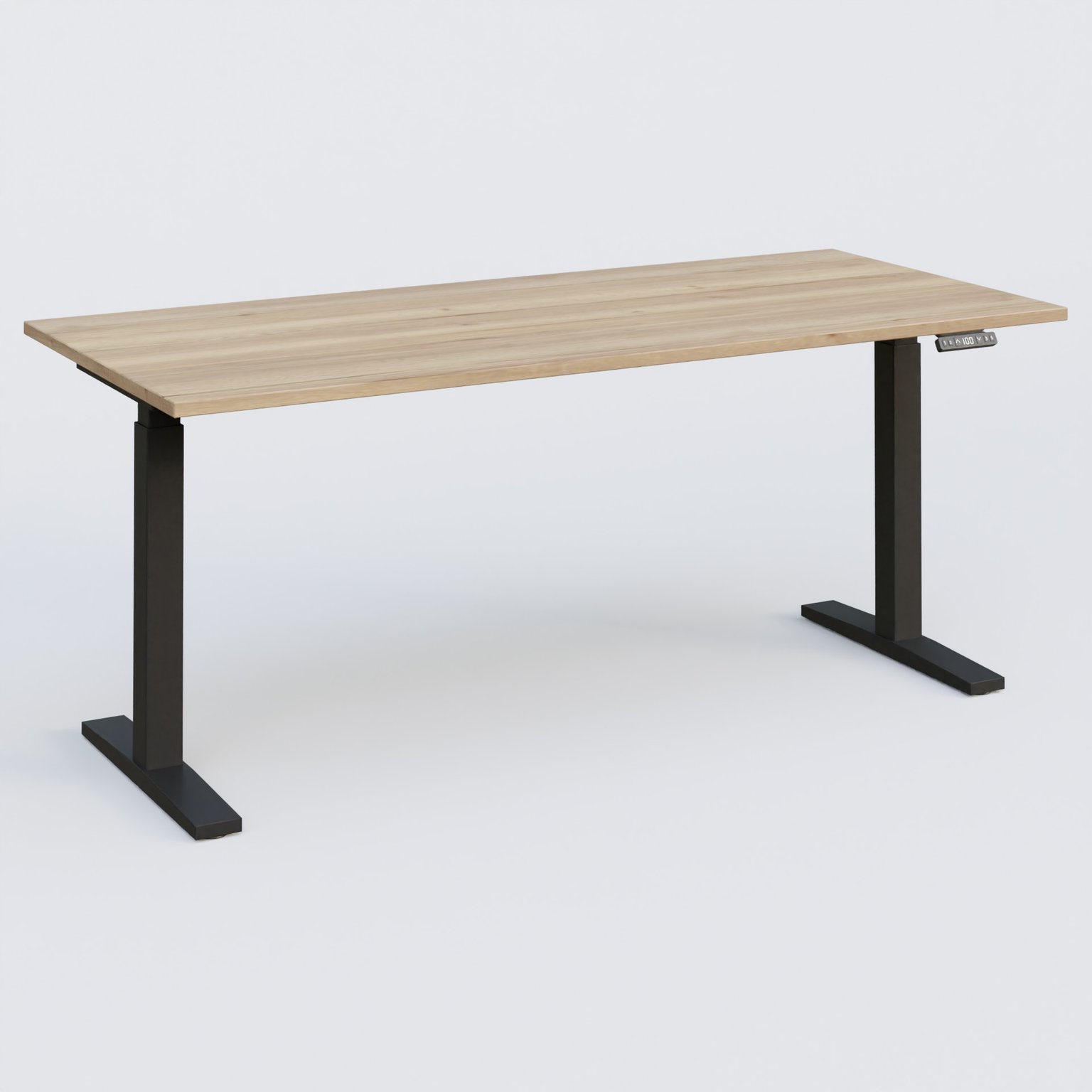 Poste solo 180*80 réglable en hauteur éléctriquement de 70-120 cm gamme KPro2. Plateau Chêne naturel et pietement Noir.