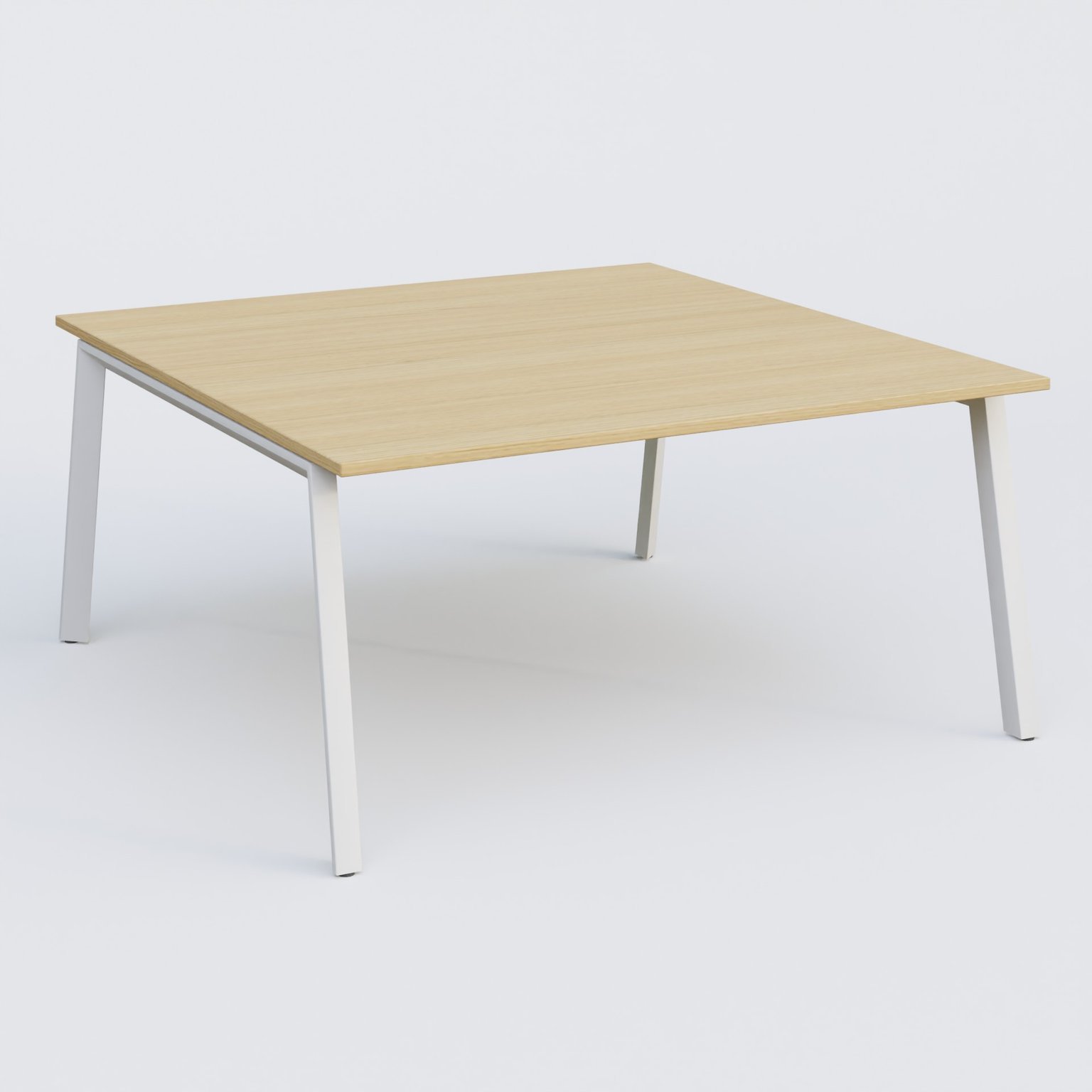 K8 plan droit 160*165 cm. Plateau Chêne clair et pietement Blanc.