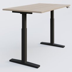 [Pas de famille] - [Pas de sous famille] - Poste solo 120*80 réglable en hauteur éléctriquement de 70-120 cm gamme KPro2. Plateau Acacia et pietement Noir.