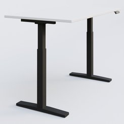 [Pas de famille] - [Pas de sous famille] - Poste solo 140*70 réglable en hauteur éléctriquement de 70-120 cm gamme KPro2. Plateau Blanc et pietement Noir.