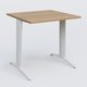 K2 Plateau droit 80x80 pieds fixe. Plateau Noyer et pietement Blanc.