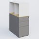 Caisson HB 3 tiroirs avec niche. Caisson Aluminium top de finition Chêne clair et niche blanche.