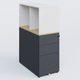 Caisson HB 3 tiroirs avec niche. Caisson Anthracite top de finition Chêne clair et niche blanche.