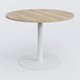 Table ronde diametre 110 cm avec pieds colonne centrale. Plateau Chêne naturel et pietement Blanc