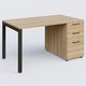 K3 Plateau droit 160x80 avec caisson porteur mélamine. Plateau ,caisson Chêne naturel et pietement Noir Mat