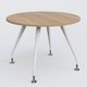 Table ronde diametre 110 cm avec 4 pieds de la gamme K5. Plateau Noyer et pietement Blanc