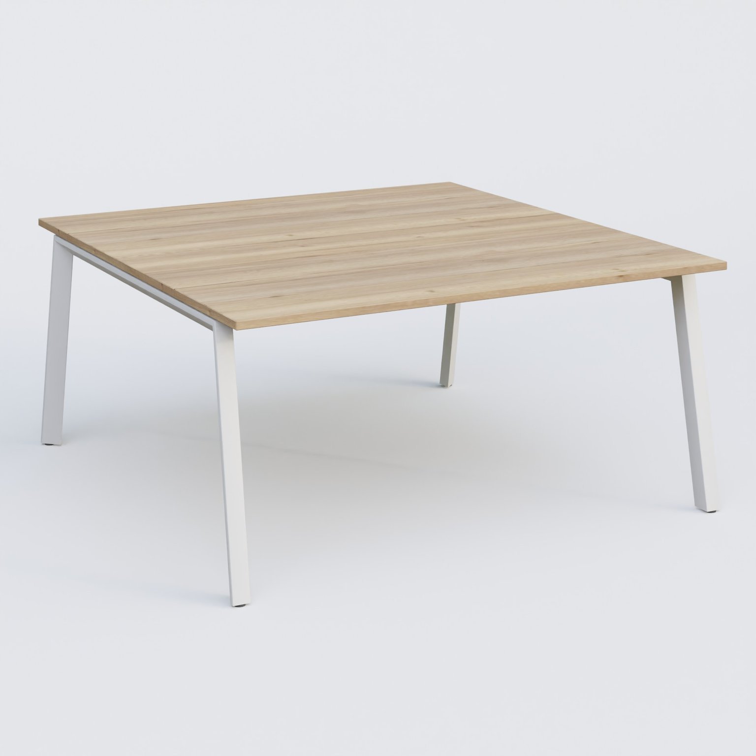 K8 plan droit 160*165 cm. Plateau Chêne naturel et pietement Blanc.