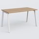 K8 plan droit 140*80 sur pieds fixe. Plateau Noyer et pietement Blanc