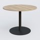Table ronde diametre 110 cm avec pieds colonne centrale. Plateau Chêne naturel et pietement Noir Mat