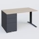 K1 Plateau droit 140x80 avec caisson métal porteur sous plateau à gauche. Plateau Acacia et pietement Anthracite