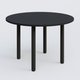 Table ronde diametre 110 cm avec quatres pieds fixes. Plateau Noir Mat et pietement Noir Mat