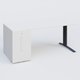 K1 Plateau droit 180x80 avec tour de rangement sous plateau à gauche. Plateau Blanc et pietement Anthracite