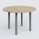 Table ronde diametre 100 cm avec quatres pieds fixes. Plateau Chêne naturel et pietement Aluminium