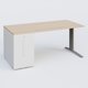 K1 Plateau droit 180x80 avec tour de rangement sous plateau à gauche. Plateau Hêtre et pietement Aluminium