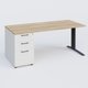 K1 Plateau droit 180x80 avec caisson porteur sous plateau mélamine à gauche. Plateau Chêne naturel et pietement Anthracite