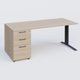 K1 Plateau droit 180x80 avec caisson porteur sous plateau mélamine à gauche. Plateau Acacia et pietement Anthracite