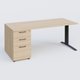 K1 Plateau droit 180x80 avec caisson porteur sous plateau mélamine à gauche. Plateau Hêtre et pietement Anthracite