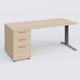 K1 Plateau droit 180x80 avec caisson porteur sous plateau mélamine à gauche. Plateau Hêtre et pietement Aluminium