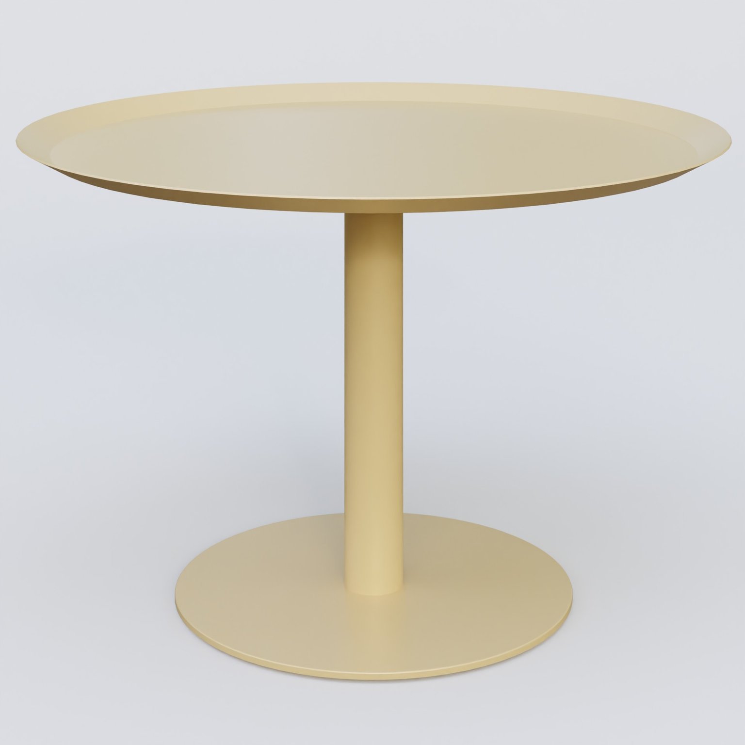 Table Basse Fashion Styl piètement colonne métalique. Plateau Jaune Cuivre (RAL 1002) et pietement Jaune Cuivre (RAL 1002).