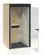 Silent Room S avec parois externes et panneau arrière en mélamine avec verre, parois internes rembourrées, paroi centrale interne frontale avec système de commande, portes en verre et plafond en mélamine coloris berta