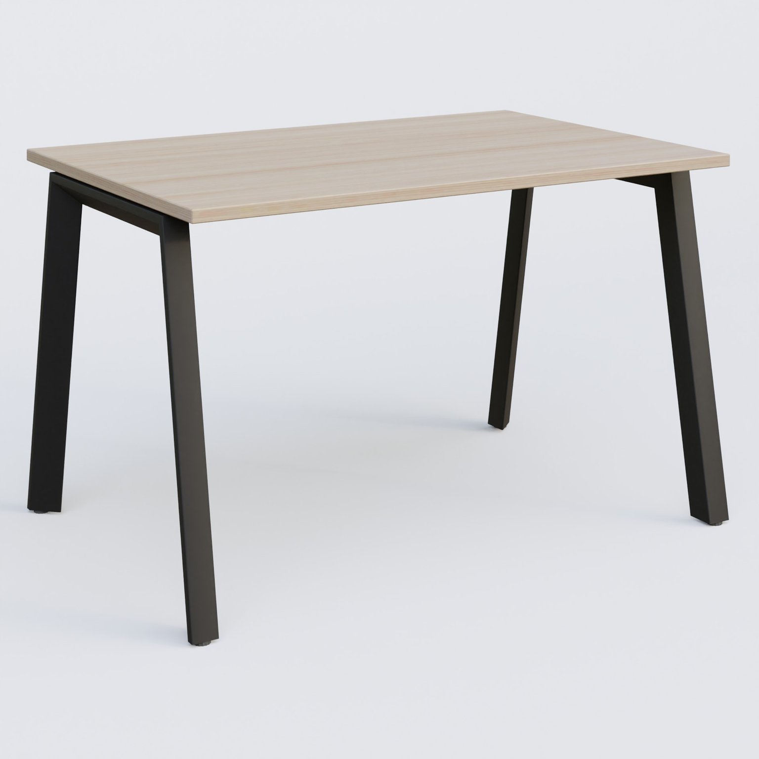 K8 plan droit 120*80 sur pieds fixe. Plateau Acacia et pietement Noir Grainé