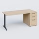 K2 Plateau droit 180x80 avec caisson porteur mélamine sous le plateau. Plateau , caisson Hêtre et pietement Anthracite