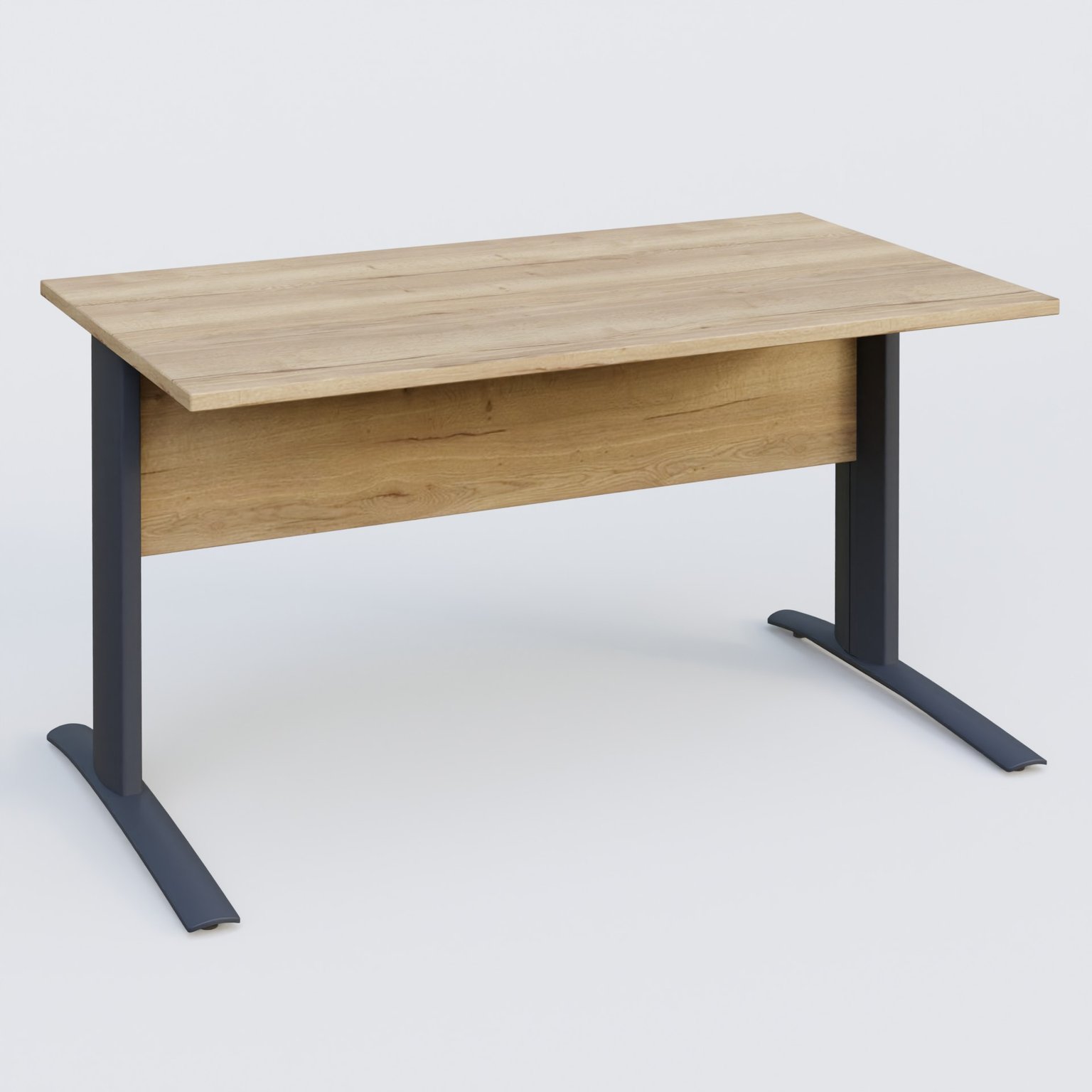 K1 Plateau droit 140x80 avec voile de fond bois. Plateau Chêne naturel et pietement Anthracite