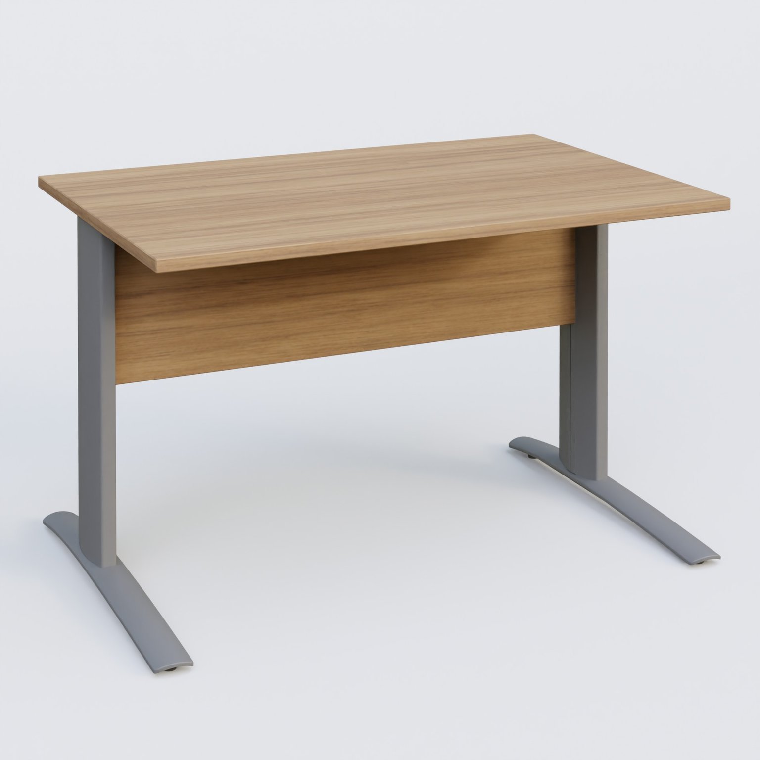 K1 Plateau droit 120x80 avec voile de fond bois. Plateau Noyer et pietement Aluminium