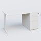 K2 Plateau droit 140x80 avec caisson métalique sous le plateau. Plateau Blanc et pietement Blanc