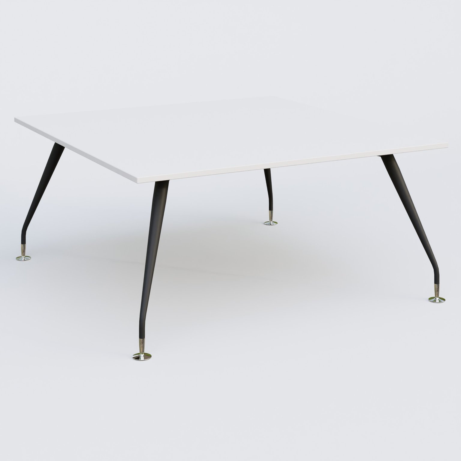 K5 plan droit 160*165 cm. Plateau Blanc et pietement Noir Mat avec base chromé.