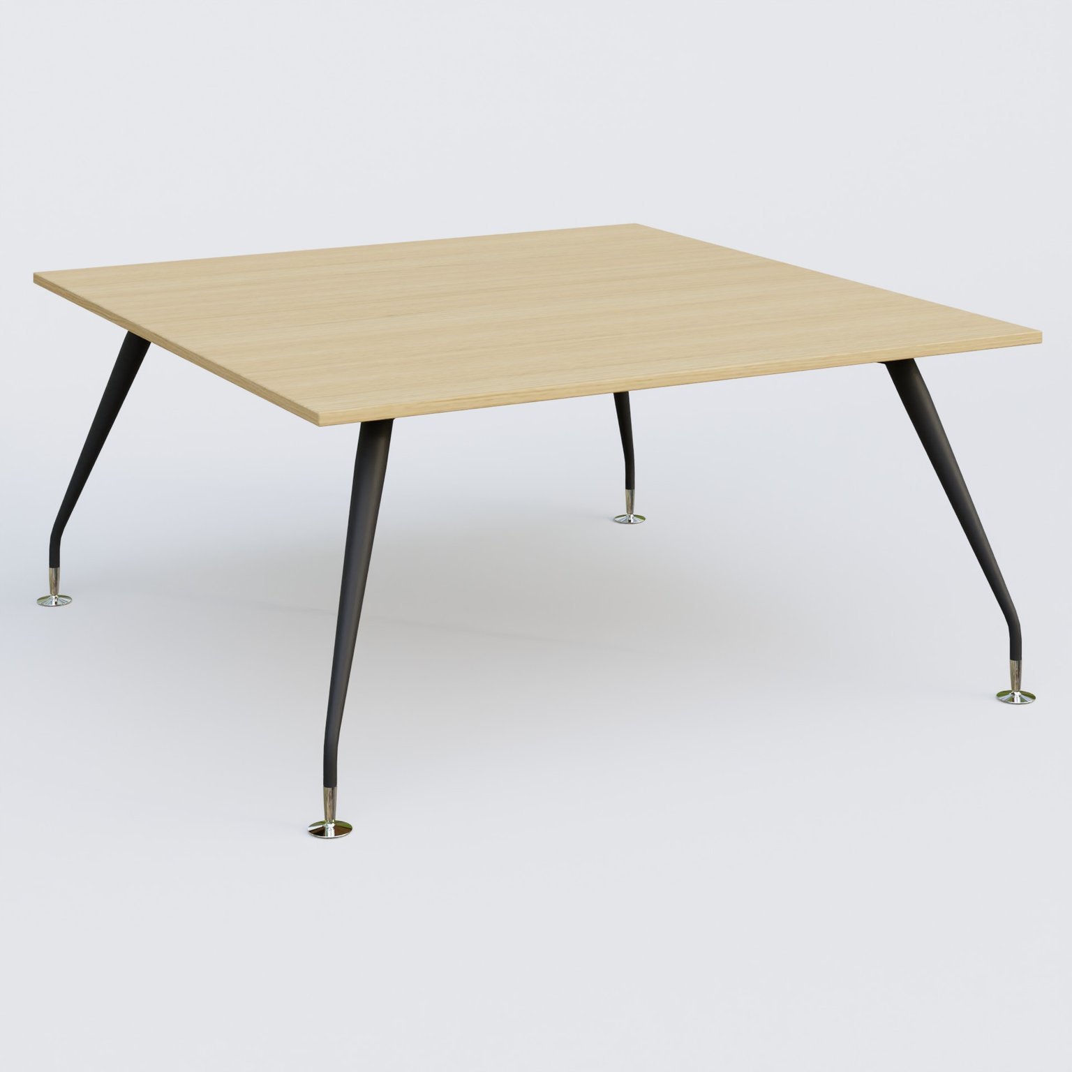 K5 plan droit 160*165 cm. Plateau Chêne clair et pietement Noir Mat avec base chromé.