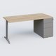 K2 Plateau droit 160x80 avec caisson métalique sous le plateau. Plateau Chêne naturel et pietement Aluminium