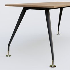 [Pas de famille] - [Pas de sous famille] - K5 plan droit 200*100 cm. Plateau Noyer et pietement Noir Mat avec base chromé.