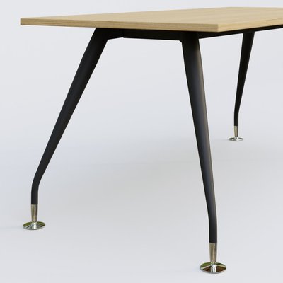 [Pas de famille] - [Pas de sous famille] - K5 plan droit 200*100 cm. Plateau Chêne clair et pietement Noir Mat avec base chromé.
