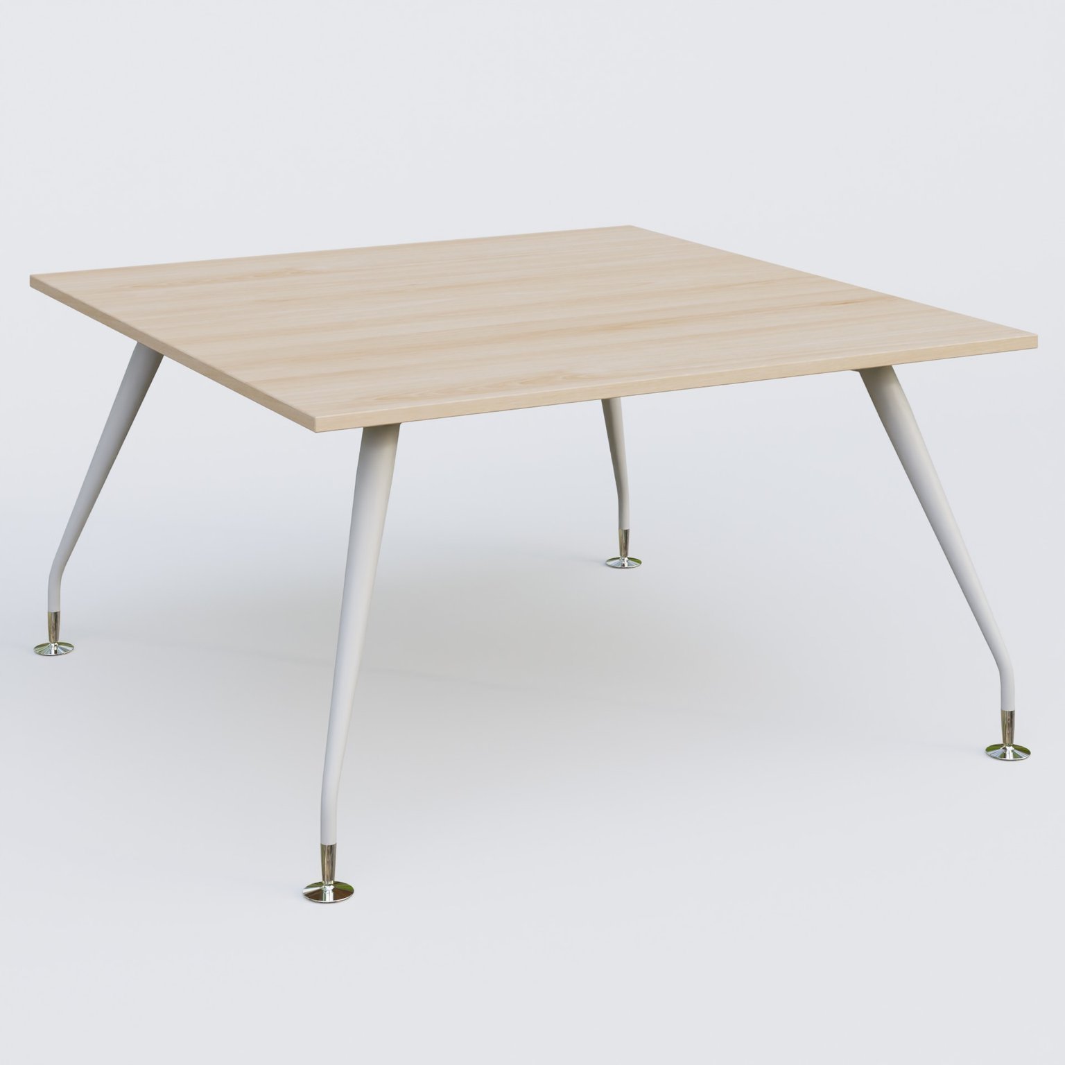 K5 plan droit 140*145 cm. Plateau Hêtre et pietement Blanc avec base chromé.