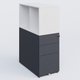 Caisson HB 3 tiroirs avec niche. Caisson Anthracite top de finition Blanc et niche blanche.