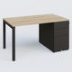 K3 Plateau droit 140x80 avec caisson métalique sous le plateau. Plateau Chêne naturel et pietement Noir Mat
