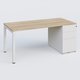 K3 Plateau droit 180x80 avec caisson métalique sous le plateau. Plateau Chêne naturel et pietement Blanc