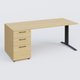 K1 Plateau droit 180x80 avec caisson porteur sous plateau mélamine à gauche. Plateau Chêne clair et pietement Anthracite