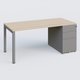 K3 Plateau droit 160x80 avec caisson métalique sous le plateau. Plateau Hêtre et pietement Aluminium