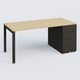 K3 Plateau droit 160x80 avec caisson métalique sous le plateau. Plateau Chêne clair et pietement Noir Mat