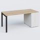 K3 Plateau droit 160x80 avec tour de rangement sous le plateau à droite. Plateau Chêne naturel et pietement Noir Mat