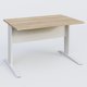 K1 Plateau droit 120x80 avec voile de fond métal. Plateau Chêne naturel et pietement Blanc