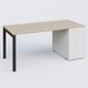 K3 Plateau droit 180x80 avec tour de rangement sous le plateau à droite. Plateau Acacia et pietement Noir Mat