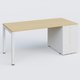 K3 Plateau droit 160x80 avec tour de rangement sous le plateau à droite. Plateau Chêne clair et pietement Blanc